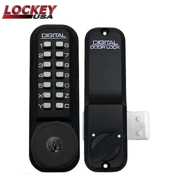 2200 Narrow-Stile Mechanical Keypad Keyless Deadbolt Lock - Surface Mount - Keyed Alike - Jet Black